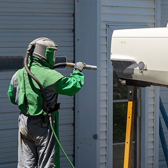 Wet Blasting Thin Body Panels on a Car