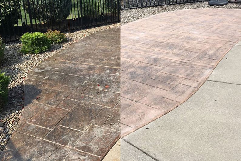 concrete sandblasting before and after
