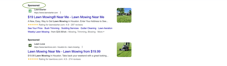 2023 google ads sponsored example