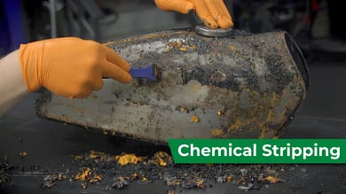 Chemical stripping motorcycle parts
