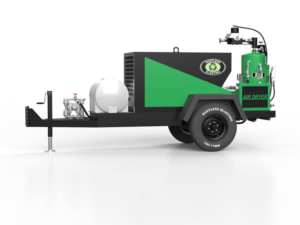 Dustless Blasting's DB350 Mobile XS sandblasting trailer