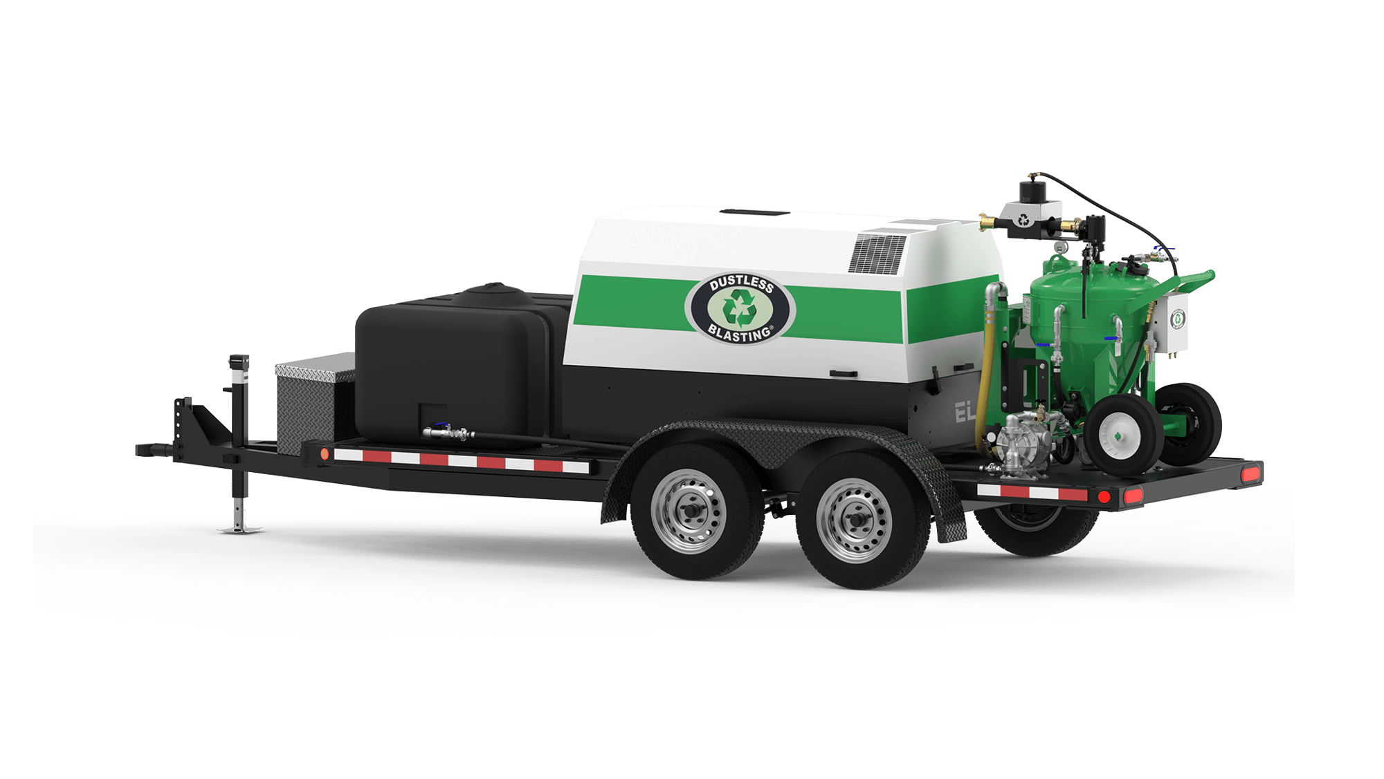 The Dustless Blasting DB500 Mobile S sandblasting trailer