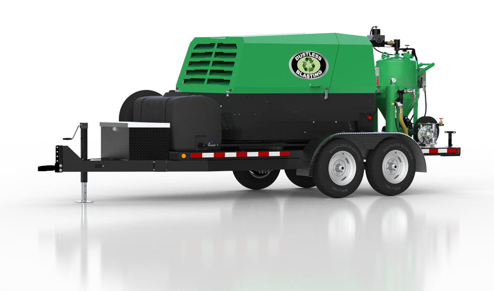 Dustless Blasting's DB800 Mobile S Pro sandblasting trailer