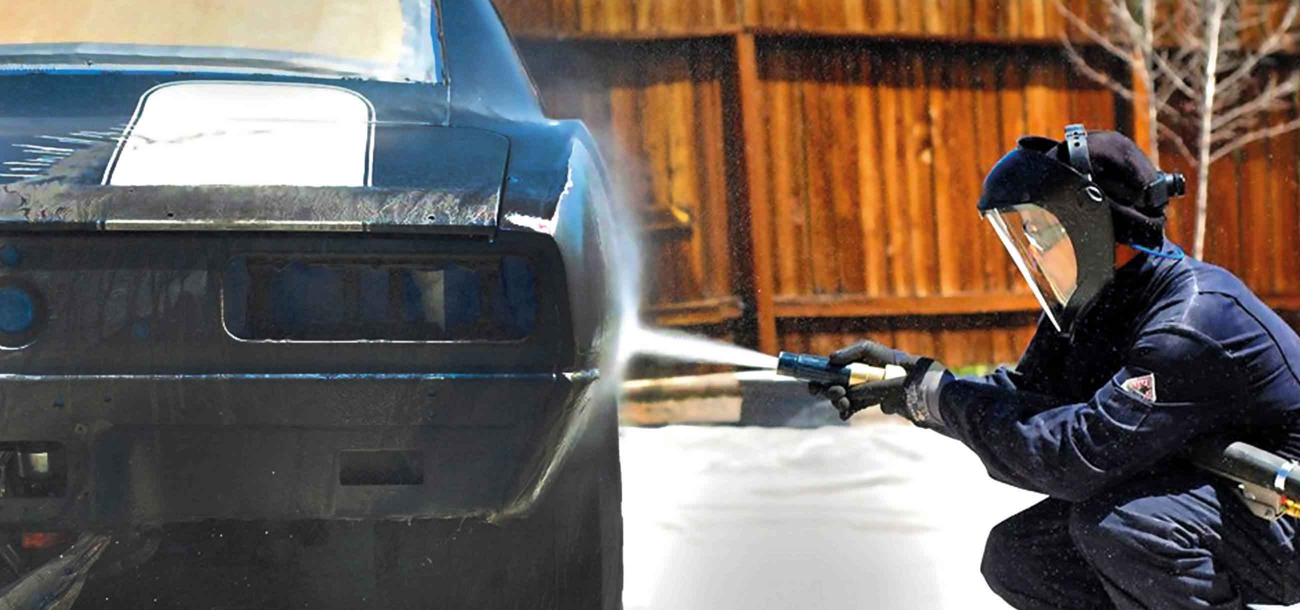 Vapor blasting a car
