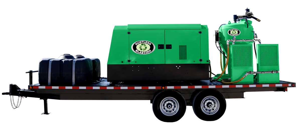 DB1500 compressor and blast pot on trailer