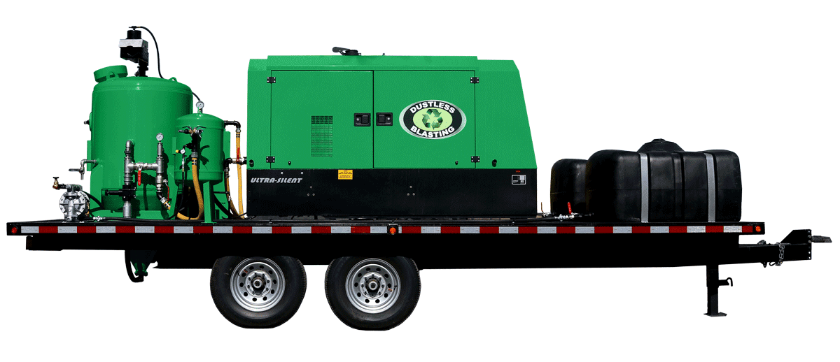 DB3000 compressor and blast pot on trailer