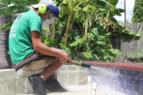 blasting pool tiles