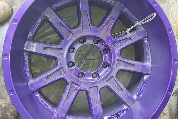 purple painted wheel