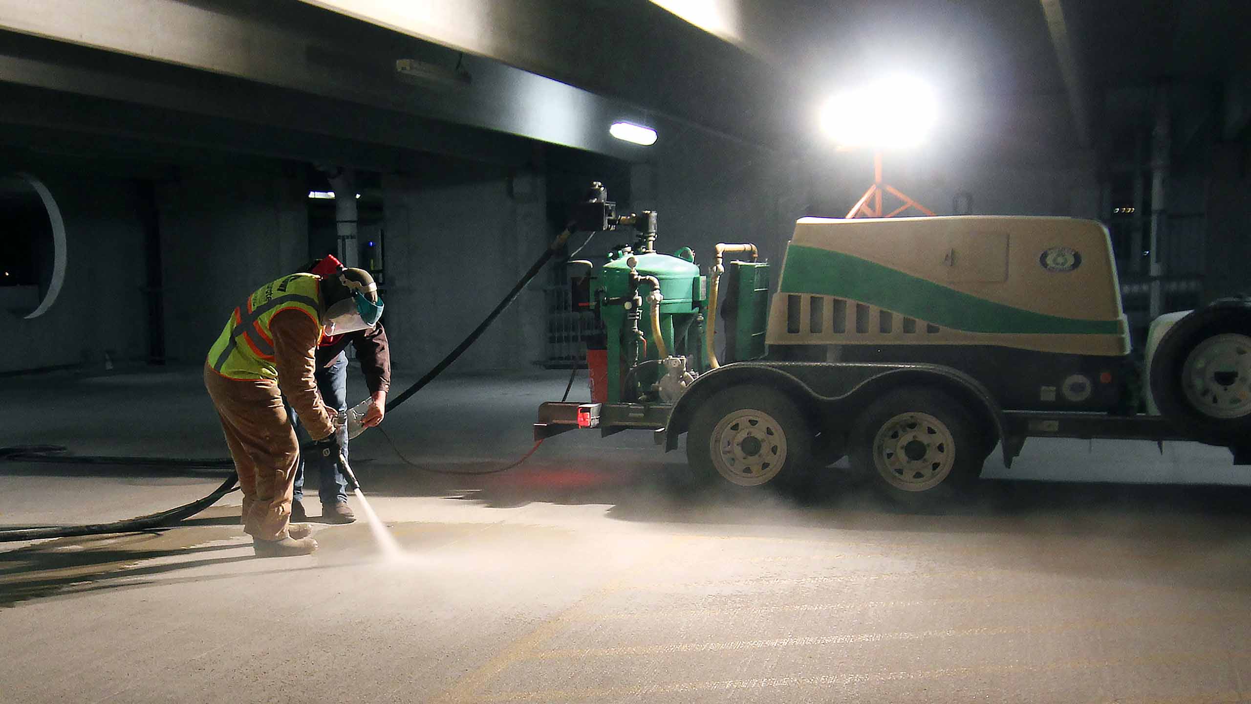 Parking Garage Line Stripe Removal