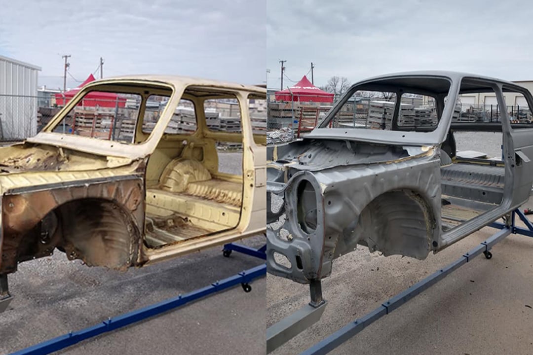 Car restoration with Dustless Blasting