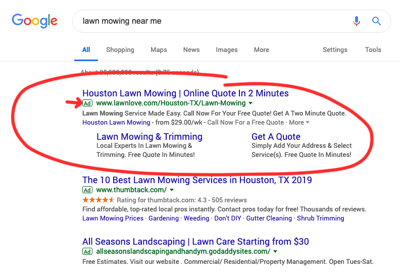 google ad example
