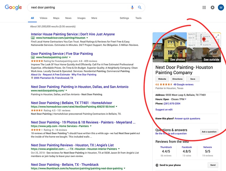 google my business example
