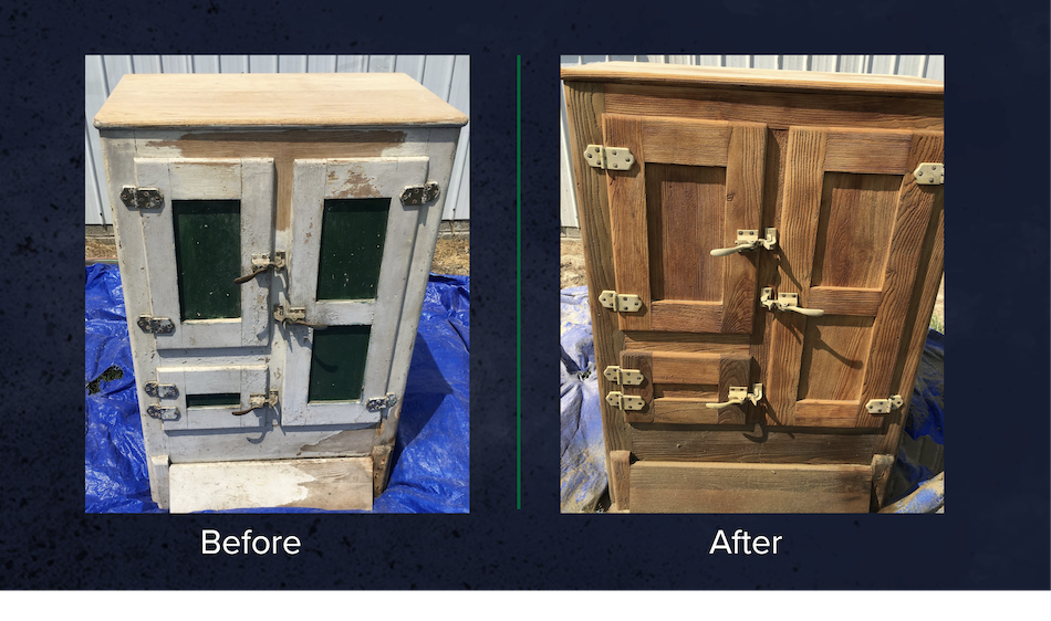 Restoring antique wood with a Dustless Blaster
