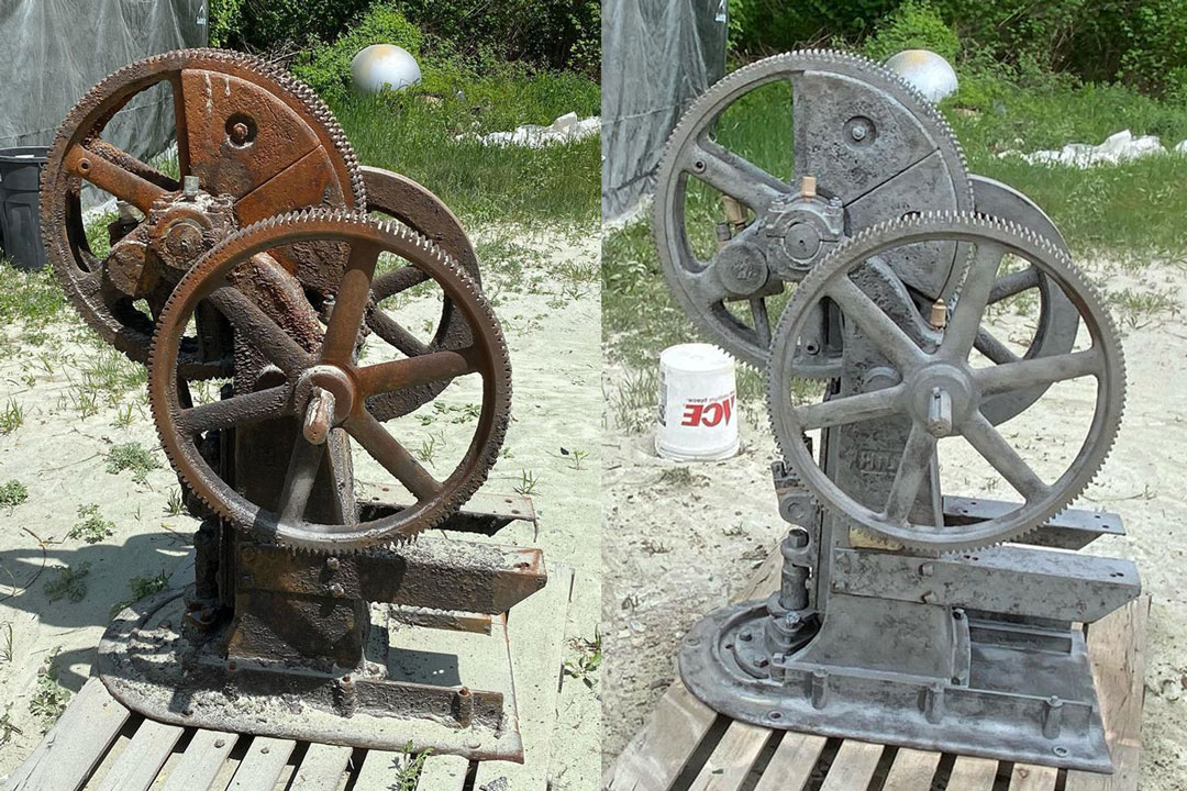 rust removed from antique water pump