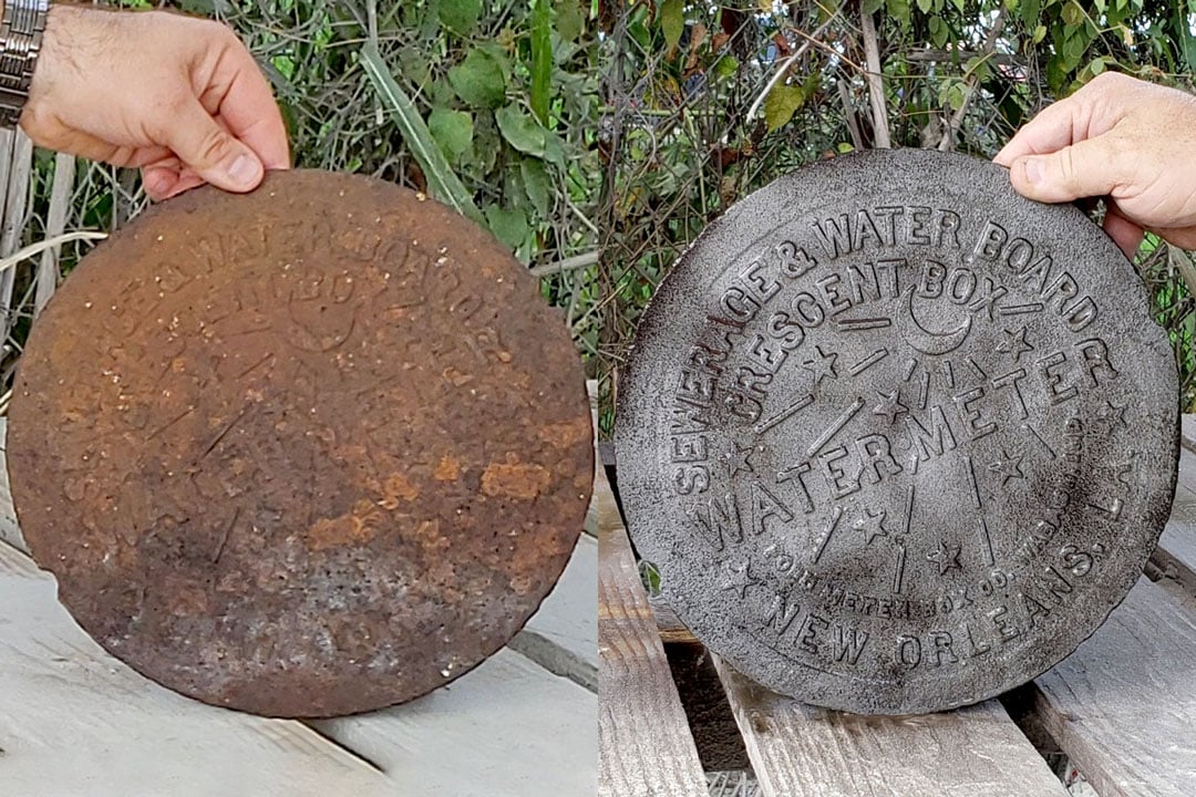 restoration of an antique new orleans water meter cover