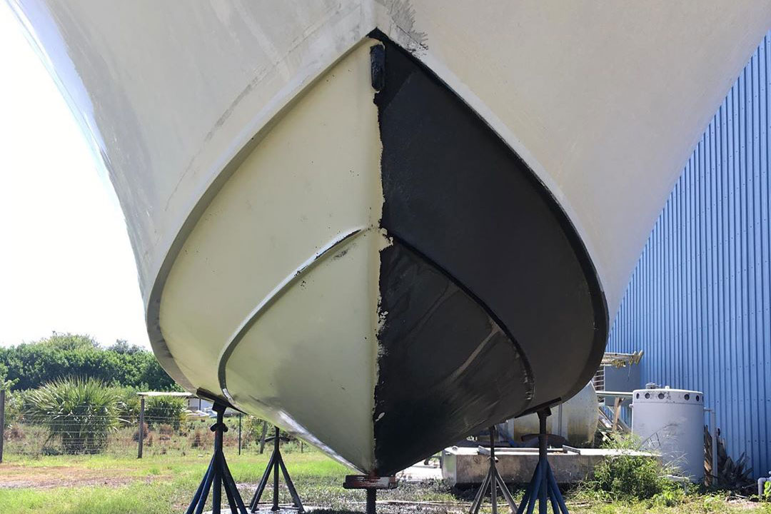 black bottom paint removed from boat hull