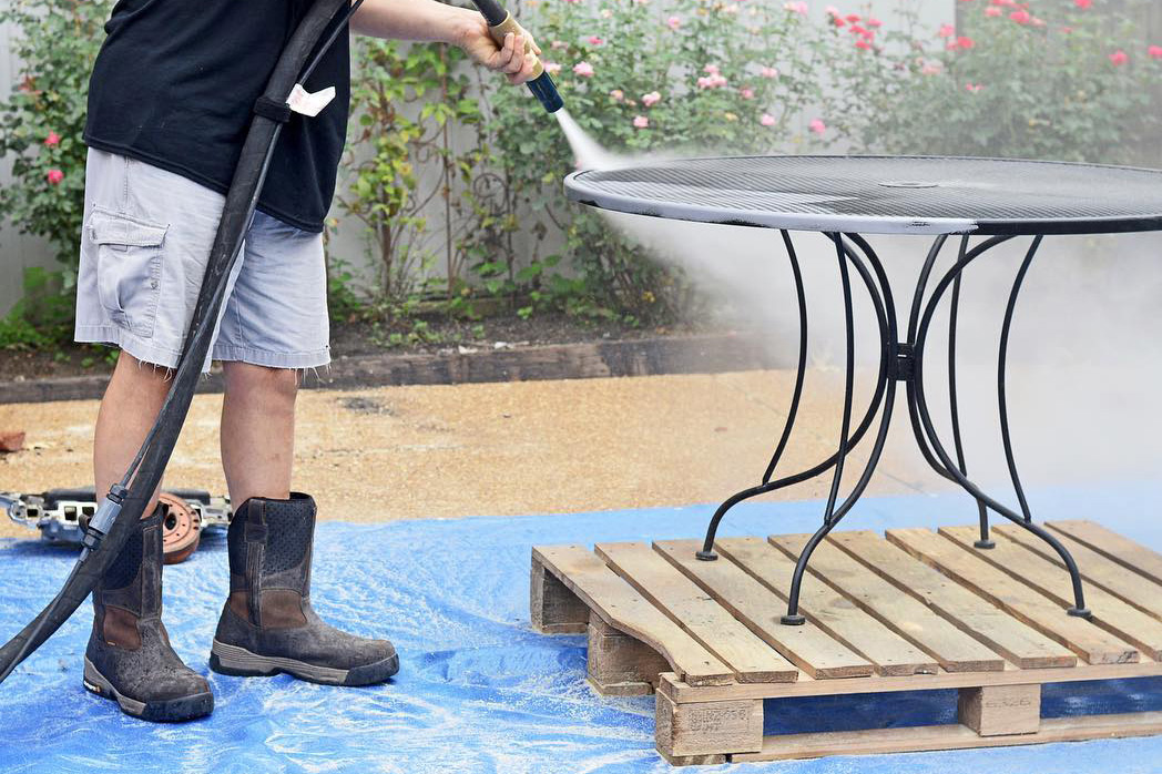 cleaning black paint off patio furniture