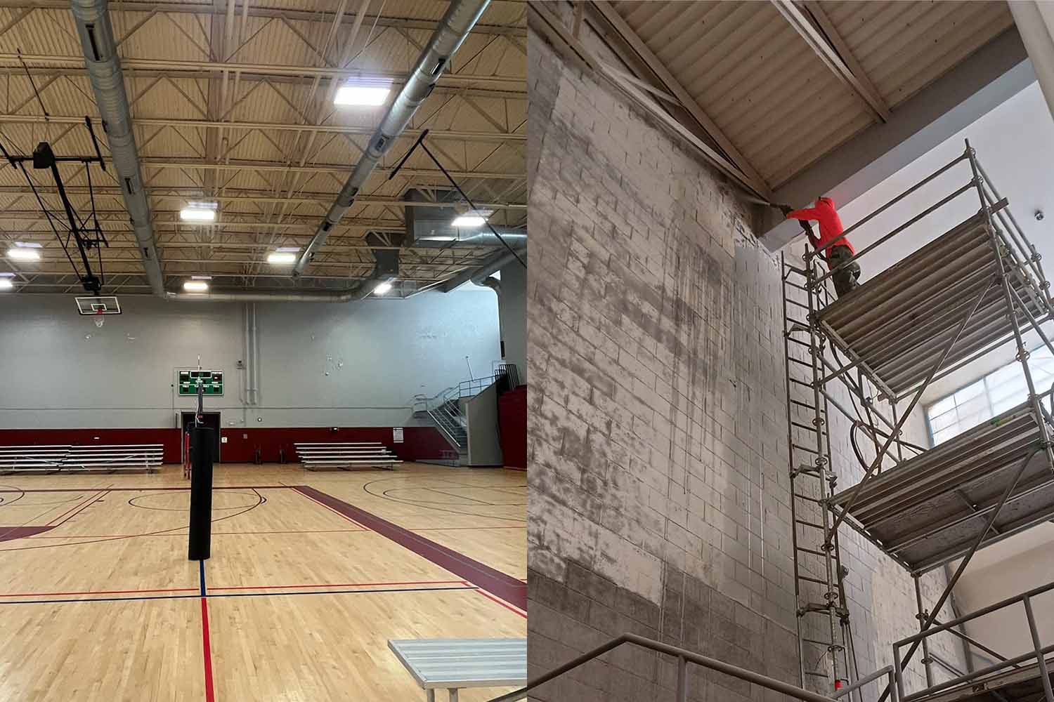 Indoor School Gym Wall Paint Blasting_2