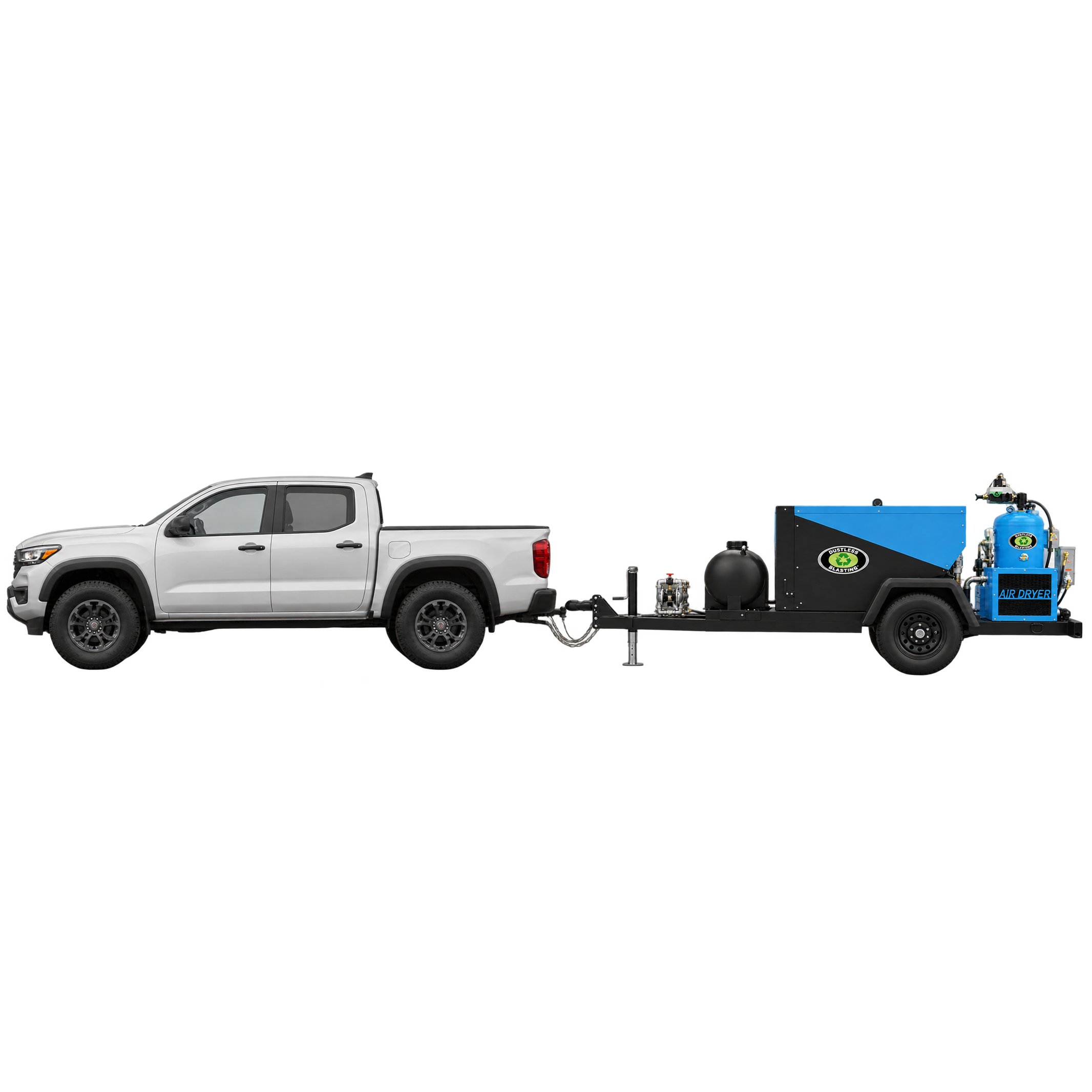 Poolscape Restoration Dustless Blasting XS Trailer LIGHT Blue -in tow - SQUARE