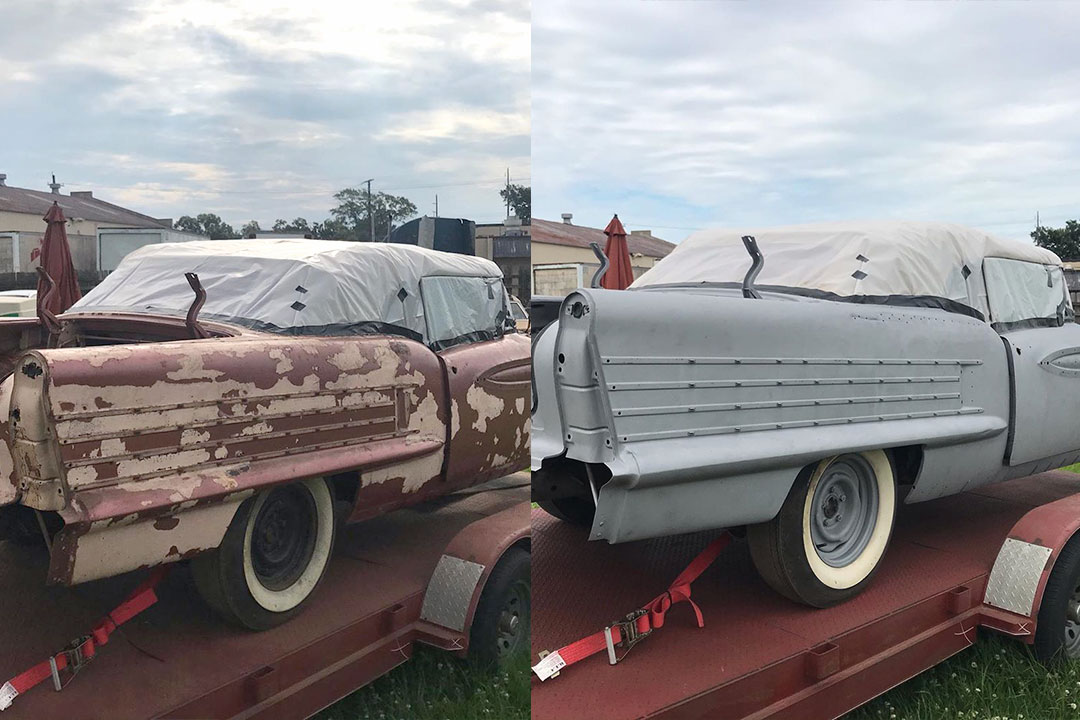 classic convertible being restored